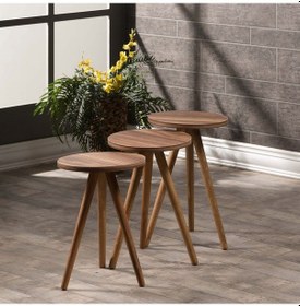 Resim Zigon Sehpa 3 Lü Ahşap Torna Ayak Siyah Ceviz 