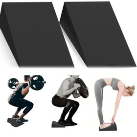Resim 2 Adet Ayarlanabilir Squat Kayağı/Baldır Esnetme Eğik Tahtası, Yoga Blokları - Yoga, Ağırlık Kaldırma ve Derin Esneme Antrenmanı için İdeal - Bacak Gücünü ve Dengesini Geliştirir 