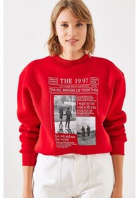Resim Shade Kadın Üç İplik Şardonlu The 1997 Baskılı Sweatshirt Mbhs009 60601009 - Kırmızı 