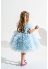 Resim Linola Baby Kids Loli Tütü Etekli Prenses Elbise Mavi 
