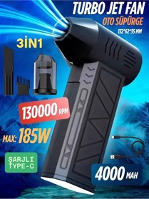 Resim nextbuy Yüksek Hızlı Turbo Jet Mangal Yakma Fanı Şarjlı Oto Süpürgesi Hava Üfleyici Saç Kurutma Makinesi 