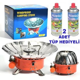 Resim abnturk Dünyadaki En Güvenli Kamp Ocağı 2 Adet Tüpgaz Hediyeli Kendinden Çakmaklı Ocak Rüzgarda Sönmeyen Mod 