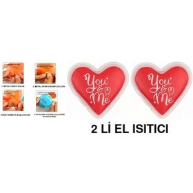 Resim 2 Adet Kalpli Mesajlı Cep Sobası,el Isıtıcı,sıcak Su Torbası Pvc 9cm Kırmızı 