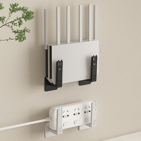 Resim Duvara Monte Edilen Router Raf Düzenleyici - Matkap Gerektirmeyen Yapışkan Montaj, Priz ve Uzatma Kablosu Tutucu ile Yer Tasarrufu Sağlayan Kablo Yönetimi, Dayanıklı Plastik Ev Ofisi, Oturma Odası, Yatak Odası için, Router Saklama Kutusu, Minimalist Tasarım 