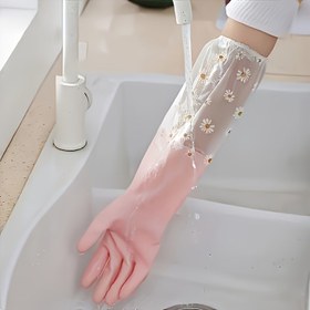 Resim 1 Çift Dayanıklı Su Geçirmez PVC Temizlik Eldiveni, Mutfak için Kaymaz Bulaşık Yıkama Eldiveni, Ev Çamaşır Eldiveni, Banyo, Tuvalet, Oturma Odası, Yatak Odası için Çok Amaçlı Kullanım Eldiveni - Malzeme: PVC, Su Geçirmezlik Derecesi: Su Geçirmez, Alkol İçermeyen Malzeme 
