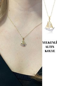 Resim Hepimitu Yelkenli Altın Kolye 