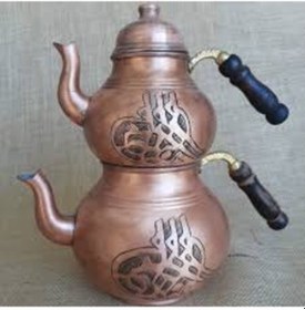Resim Tuğra Desenli Eskitme Ağır Bakır Çaydanlık Büyük Boy Bakır Renk Bakır 
