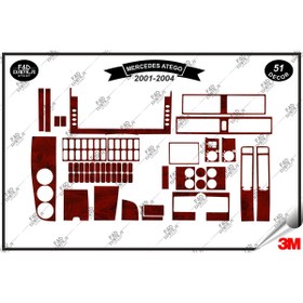 Resim FD Damla Etiket Mercedes Atego 2001-2004 Torpido Konsol Trim Göğüs Maun Kaplama Set 51 Parça Maun 