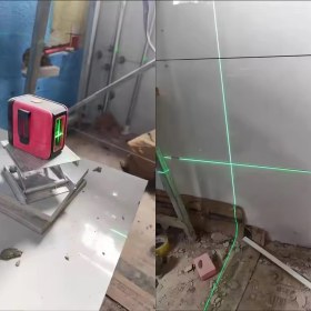 Resim 15M Menzilli Mini Çapraz Çizgi Lazer Yeşil Işın Otomatik Kendini Düzleme Bataryalı USB Şarjlı 