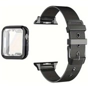 Resim Sunshine022 Siyah 40mm İwatch Milanese Toka Ve Silikon Kılıf Kombinasyonu Tam Koruma Ayarlanabilir Bileklik 