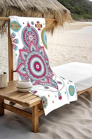 Resim Dijital Baskı Plaj Deniz Havlusu Mandala Desenli Peştamal HVL0150 