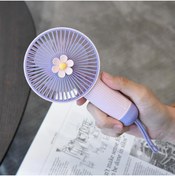 Resim Ozmik Çiçekli Küçük Fan Mini USB Şarjlı Telefon Askısı ile 