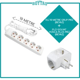 Resim Viko 5'li Beyaz Grup Priz + Beyaz Yonca Plus Golyat 