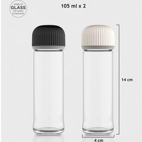 Resim Renga Line 105 Ml 2'li Cam Tuzluk Biberlik Seti 121014 Siyah-bej Çok Renkli 