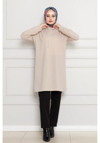 Resim Sevitli Dik Yaka Tunik-bej-4456 Bej 