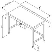 Resim Öztiryakiler Çalışma Tezgahı Taban Rafsız Tek Çekmeceli Sırtlı 140x60 CM 
