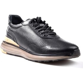 Resim Marcomen Erkek Günlük Ithal Taban Deri Sneaker 17042 Siyah 