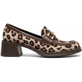 Resim Jolie Leopar Süet Topuklu Kadın Loafer Leopar 