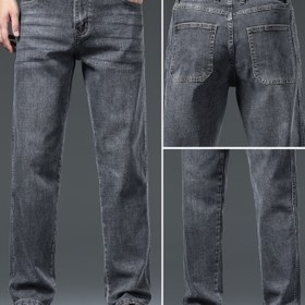 Resim Esnek Rahat Kesimli Erkek Düz Paça Kot Pantolonlar - Yumuşak, Nefes Alabilir, Klasik Tasarımlı Günlük Kullanım ve Seyahat için Çok Yönlü Denim Pantolon 