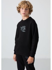 Resim Tommylife Tommy Life Siyah Pamuklu Kalın İçi Tüylü Yumuşak Dokulu Standart Fit Baskılı Erkek Çocuk Eşofman Takım - 11253 Siyah 