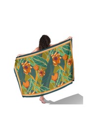 Resim Orange Flover Desen İç Göstermeyen Saten Pareo Çok Renkli 