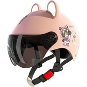 Resim Geeksen Çocuklar İçin Dört Mevsim Elektrikli Araç Kaskı - Panda Pembe + Ayı Kulakları Kahverengi Kısa Gözlük Pembe 