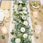 Resim 1 adet Lüks 70 İnç Yapay Gül & Paeony Garland Yeşil Yapraklarla - Zarif Beyaz Güller, Bebek Nefesi & Yeşillik Düğün, Parti, Yıldönümü & Tatil Dekoru İçin Merkez Parçası - İç/Dış Mekan Kullanımı, Elektrik Gerektirmez, Düğün Dekorasyonu | Doğal Görünümlü Çiçekler | Canlı Yeşillik, Buket Aksesuarları 