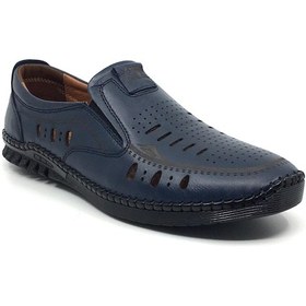 Resim Catelli %100 Deri Ortopedik Erkek Yazlık Rahat Günlük Delikli Çarık Ayakkabı Yeni Sezon 40-45 Lacivert 