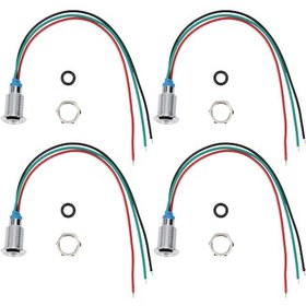 Resim Mufunye 4 Adet 10mm M10 Ön Kablo Metal Işık, 3-6v Ortak Anot, Kırmızı+yeşil Led, Ip67 Ik10, Araç/endüstriyel Kontrol 