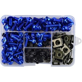 Resim Synodicmonth 195 Adet Motosiklet Kaplama Cıvata Vida Somunu Seti Gövde Vidaları Motosiklet Evrensel Seti Mavi 
