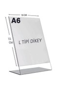 Resim Pleksiglas Ürünleri A6 L Tipi Dikey Masa Üstü 10'lu Paket / 2 mm Şeffaf Pleksi Föylük / Broşürlük / Menü 