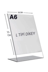 Resim Pleksiglas Ürünleri A6 L Tipi Dikey Masa Üstü 10'lu Paket / 2 mm Şeffaf Pleksi Föylük / Broşürlük / Menü 