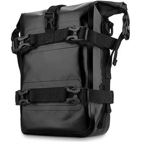 Resim Motorsiklet Çerçeve Çantası - 8l Su Geçirmez Pvc Sırt Çantası, Ayarlanabilir Omuz Askılı Siyah Siyah 