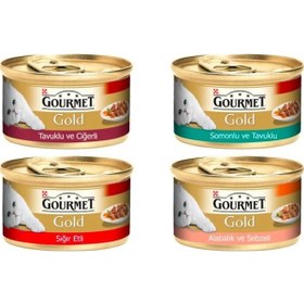 Resim Gourmet Gold Parça Etli 4 Çeşit Karışık Konserve Yetişkin Kedi Maması 24 x 85 G 