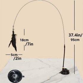 Resim Kedi Teaser Wand, Zil ve Güçlü Emme Kupası Tabanlı, Esnek Çelik Tel, Yapay Tüy İçerir, Tüm Kediler İçin Uygun Oyun ve Egzersiz, Pilsiz 