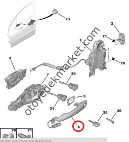 Resim PEUGEOT 508 (2011-2015) SOL ÖN KAPI DIŞ AÇMA KOLU(ORJİNAL) 