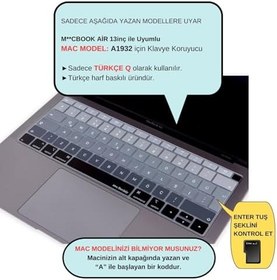 Resim McStorey MacBook Klavye Koruyucu Türkçe Q Silikon | A1932 A2179 A2337 M1 Uyumlu |Ters L Enter Siyah Gri 