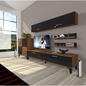 Resim Decoraktiv Eko 6y Mdf Std Silver Tv Ünitesi Tv Sehpası - Ceviz - Siyah 