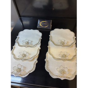 Resim ARS Home Decor 6'lı Taşlı Kokteyl Peçetesi, Gümüş Sunum Peçetesi 