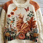 Resim Kadınlar İçin Baskılı Kazak - Sonbahar ve Kış 