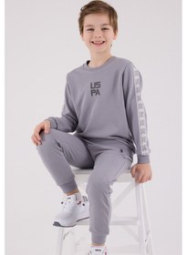 Resim U.S. Polo Assn. Lisanslı Erkek Çocuk Alt Üst 2 Parça Eşofman Takımı Us2231 Gri 