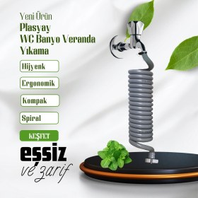 Resim Plasyay Spiral Wc Taharet Hortumu Duvar Sabitlemeli Kelepçeli Yeni Ürün 1.5 Metre 