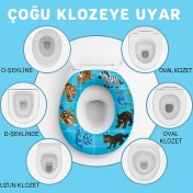 Resim Hayvan Figürlü Çocuk Klozet Adaptörü – Yumuşak Minderli, Kaymaz, Taşınabilir ve Eğlenceli Tasarım 