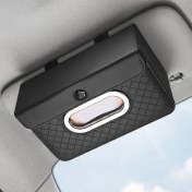 Resim Hightower Siyah Yumuşak Pu Deri Araç Kağıt Mendil Kutusu Güneşlik Tipi Askılı Mendillik 