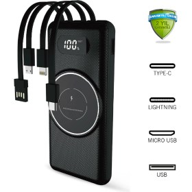 Resim ROBEVE 10000 Mah Kablosuz Powerbank Dahili Kablolu Powerbank PD 22,5W Powerbank Hızlı Şarj Cihazı 