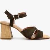 Resim Valmenti Kadın Hakiki Deri Topuklu Ayakkabı 1075 253-91 Bn Ayk Y25 Hakı Suet Hsr Haki 