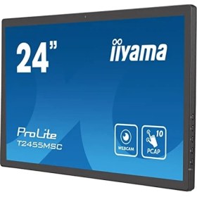 Resim Iiyama Prolite T2455MSC-B1 59,8 cm 23,8" IPS LED Monitör Full Hd 10 Noktalı Çoklu Dokunmatik Kapasitif HDMI Dp Usb3.0 7h Web Kamerası Mikrofonu Parmak Izi Önleyici Siyah 