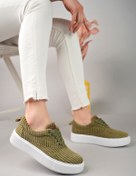 Resim devrialemshoes CH173 KBT Velluto Kadın Ayakkabı HAKI 