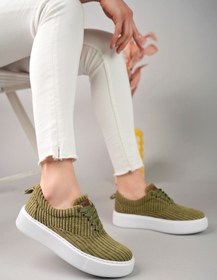 Resim devrialemshoes CH173 KBT Velluto Kadın Ayakkabı HAKI 
