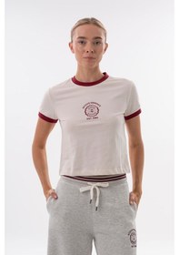 Resim Maraton Regular Kadın Bisiklet Yaka Ekru- T-shirt Ekru- 